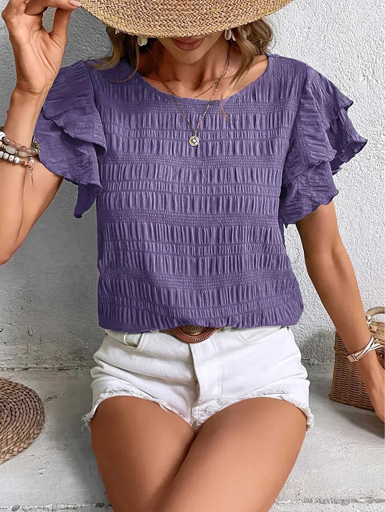 Women's Lightweight Blouse with Ruffles and Breathable Design