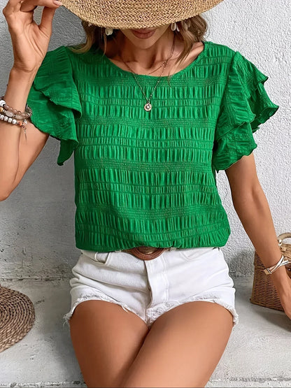Women's Lightweight Blouse with Ruffles and Breathable Design