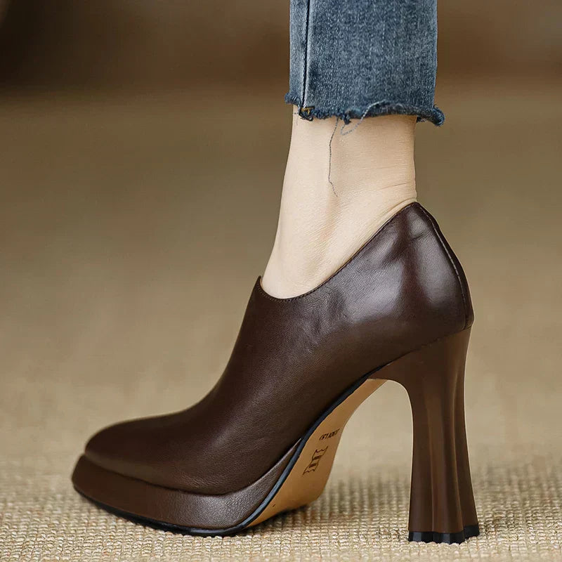 Women's High Heel Pumps with Platform and Side Zipper