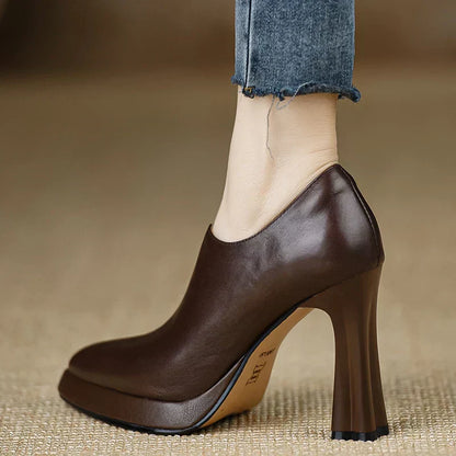 Women's High Heel Pumps with Platform and Side Zipper