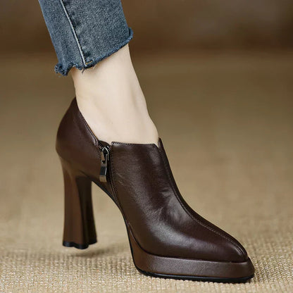 Women's High Heel Pumps with Platform and Side Zipper