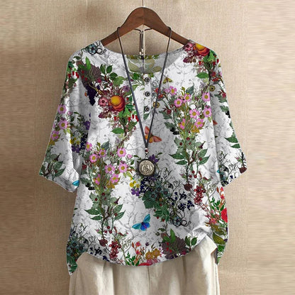 Women's Retro-Inspired Blouse with Button Details and Soft Fabric