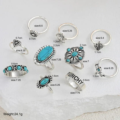 Women's Western-Inspired Ring Set with 10 Unique Pieces and Versatile Styles