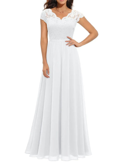 Elegant Alluring Lace Detailing Chantilly Lace Pattern Luxuriously Flowing Evening Gown