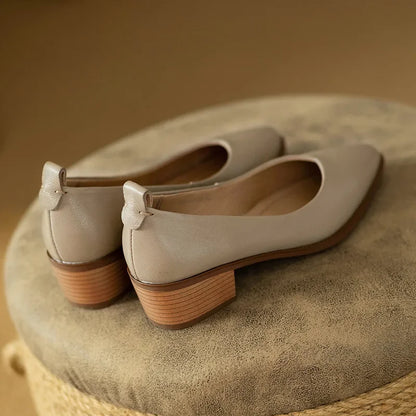 Women's Block Heel Pumps with Pointed Toe and Slip-On Design
