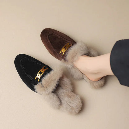 RIVIERA SUEDE FUR MULES