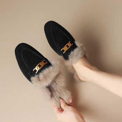 RIVIERA SUEDE FUR MULES