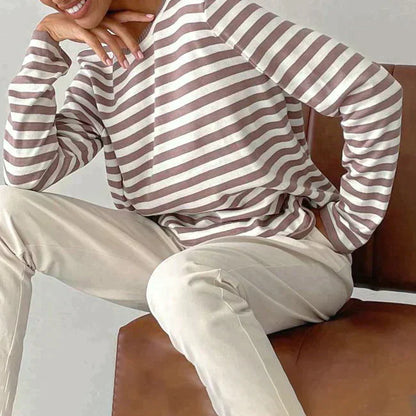 Women's Striped Summer T-Shirt with Short Sleeves and Soft Fabric
