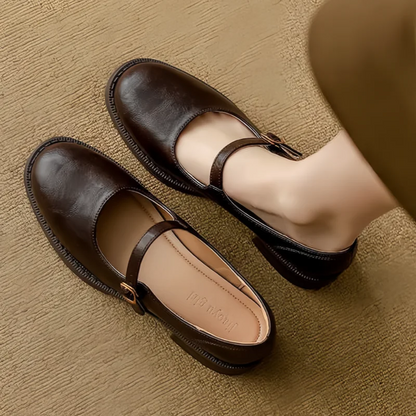 Women's Mary Jane Shoes with Low Block Heel and Strap