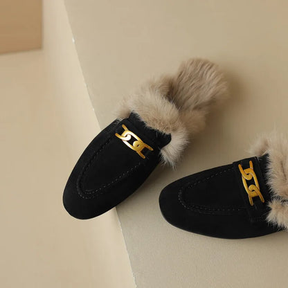RIVIERA SUEDE FUR MULES