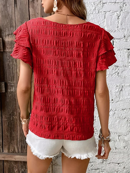 Women's Lightweight Blouse with Ruffles and Breathable Design