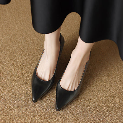 Women's Block Heel Pumps with Pointed Toe and Slip-On Design