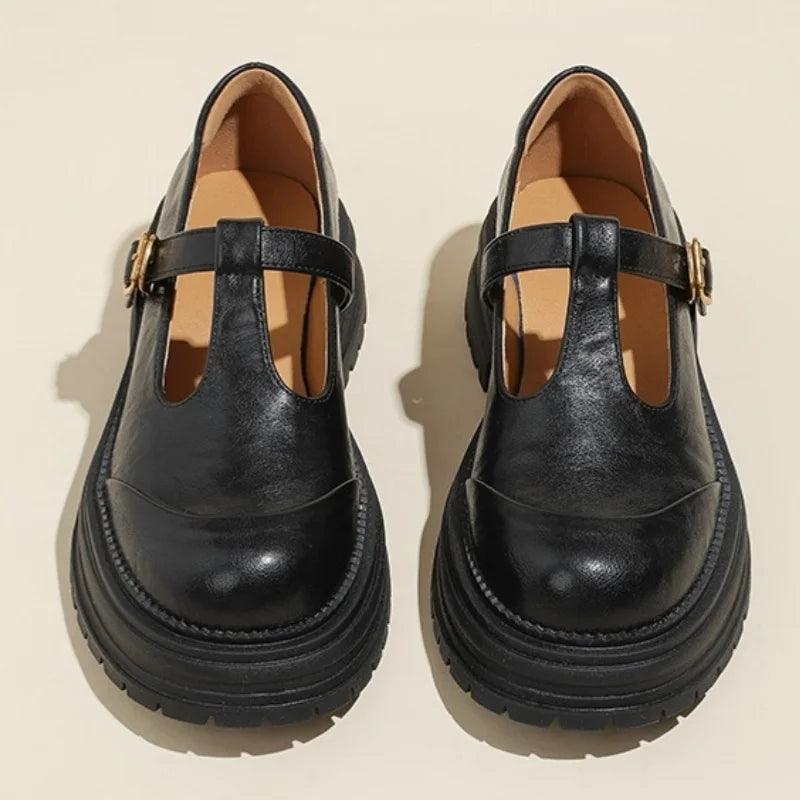 Women's T-Bar Mary Jane Shoes with Round Toe and Low Heel