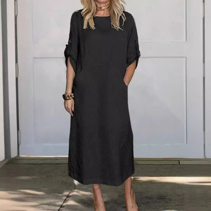 Women's A-Line Evening Dress with Loose Fit and Draped Design