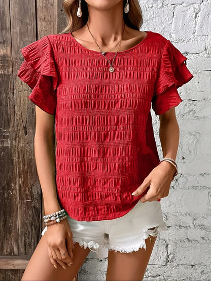 Women's Lightweight Blouse with Ruffles and Breathable Design