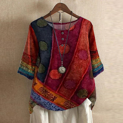 Women's Retro-Inspired Blouse with Button Details and Soft Fabric