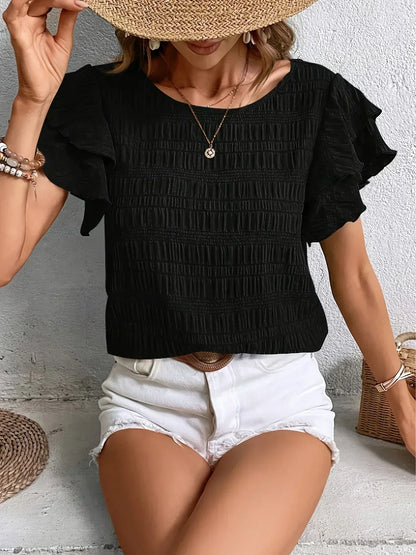 Women's Lightweight Blouse with Ruffles and Breathable Design