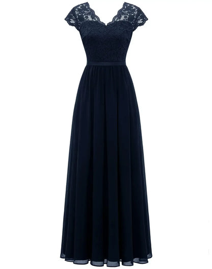 Elegant Alluring Lace Detailing Chantilly Lace Pattern Luxuriously Flowing Evening Gown