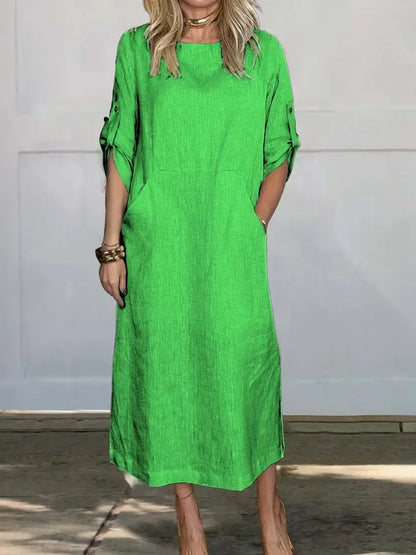 Women's A-Line Evening Dress with Loose Fit and Draped Design