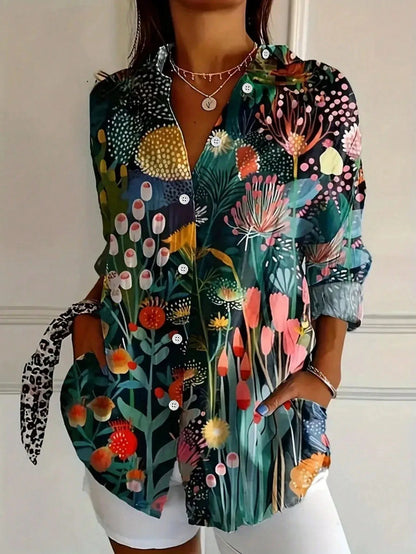 Women's Blouse with Playful Print and Lightweight Fabric