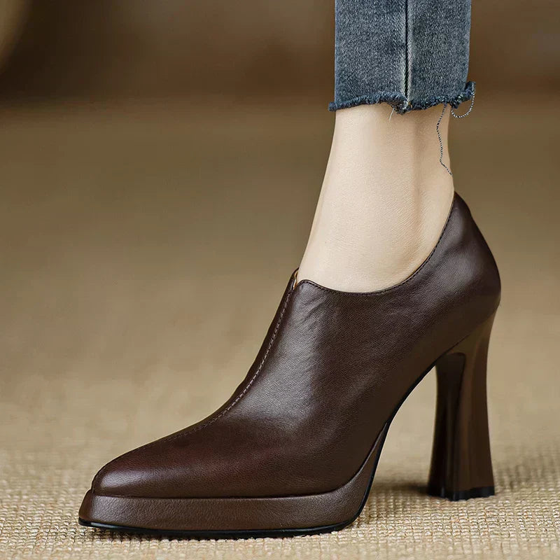Women's High Heel Pumps with Platform and Side Zipper