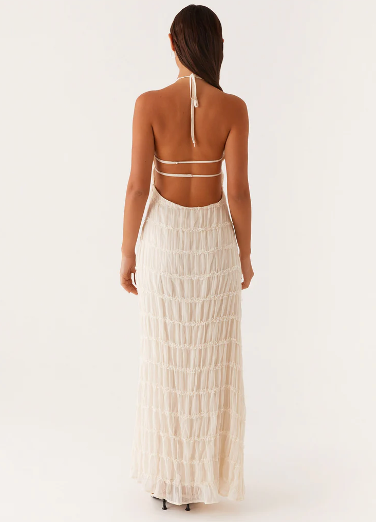 Luxurious Halter Premium Georgette Exquisitely Flowing For Upscale Occasions Maxi Dress