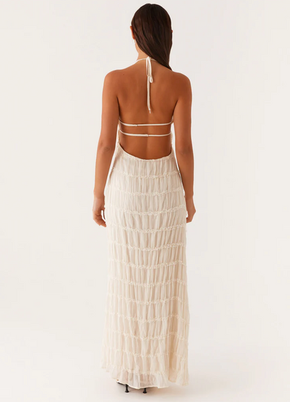 Luxurious Halter Premium Georgette Exquisitely Flowing For Upscale Occasions Maxi Dress