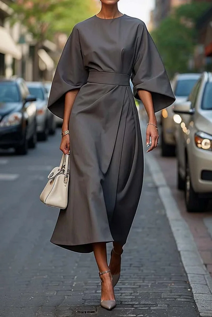 Women's Dress with Lantern Sleeves and Flowy Design