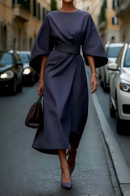 Women's Dress with Lantern Sleeves and Flowy Design