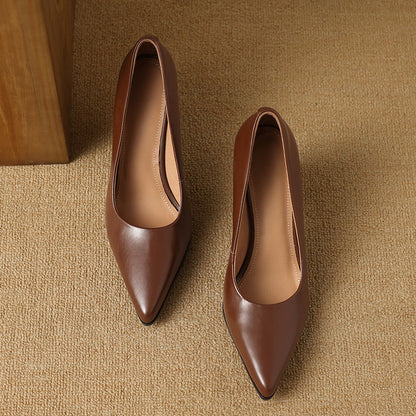 Women's Block Heel Pumps with Pointed Toe and Slip-On Design