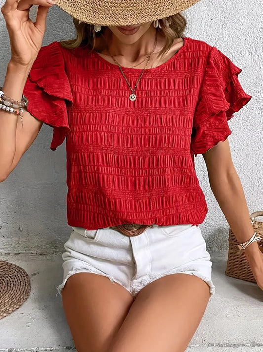 Women's Lightweight Blouse with Ruffles and Breathable Design