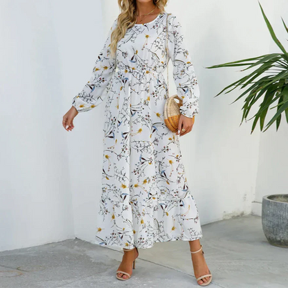 Timeless Elegant Exquisite Unforgettable Floral Print Flowing Silhouette Maxi Dress