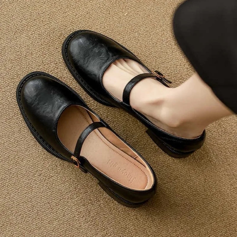 Women's Mary Jane Shoes with Low Block Heel and Strap