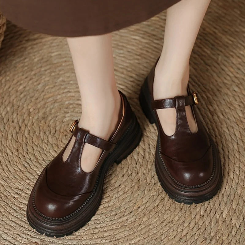 Women's T-Bar Mary Jane Shoes with Round Toe and Low Heel