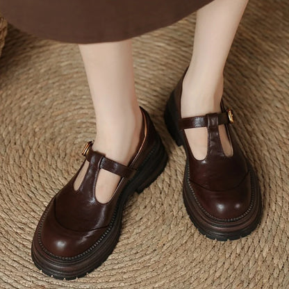 Women's T-Bar Mary Jane Shoes with Round Toe and Low Heel