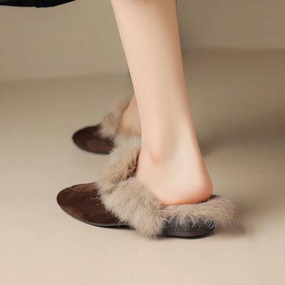 RIVIERA SUEDE FUR MULES