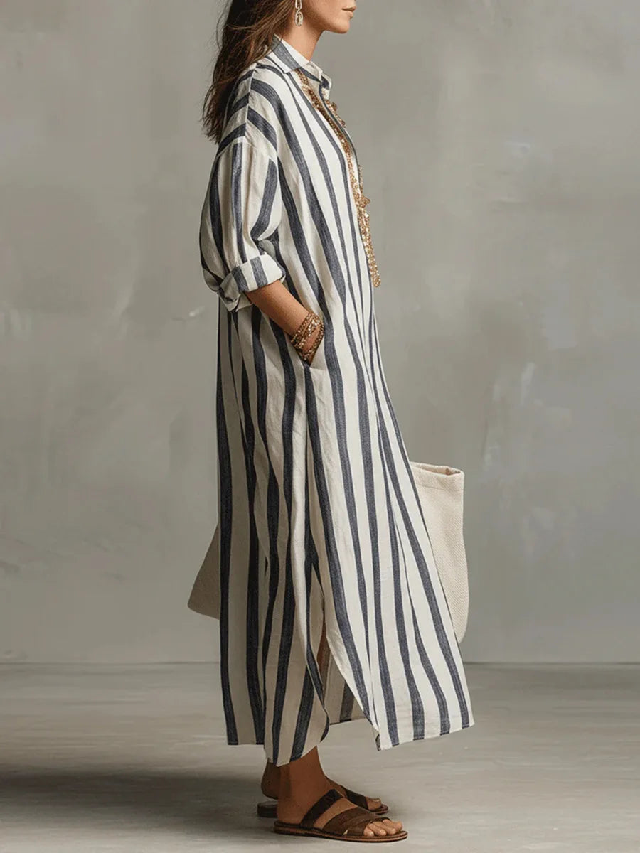 Amaris Linen Long Shirt Dress