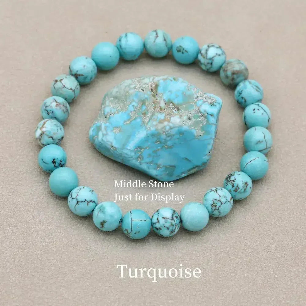 Women's Turquoise Bracelet with Adjustable Closure and Beaded Design