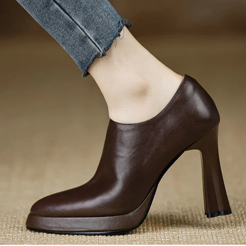 Women's High Heel Pumps with Platform and Side Zipper