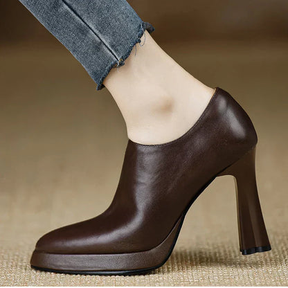 Women's High Heel Pumps with Platform and Side Zipper