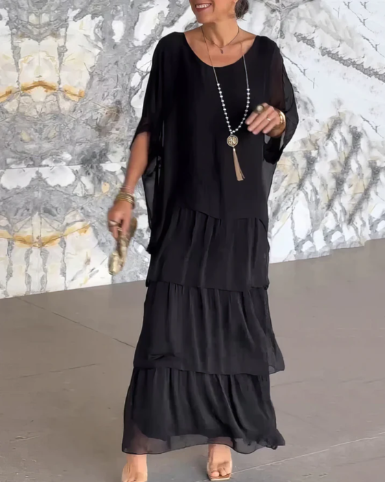Women's Long Flowing Dress with Adjustable Straps and Lightweight Fabric