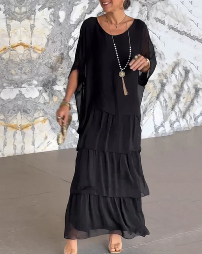 Women's Long Flowing Dress with Adjustable Straps and Lightweight Fabric
