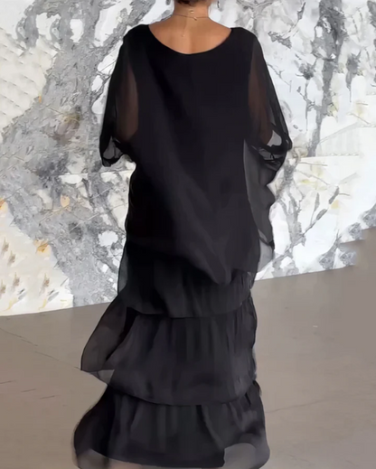 Women's Long Flowing Dress with Adjustable Straps and Lightweight Fabric