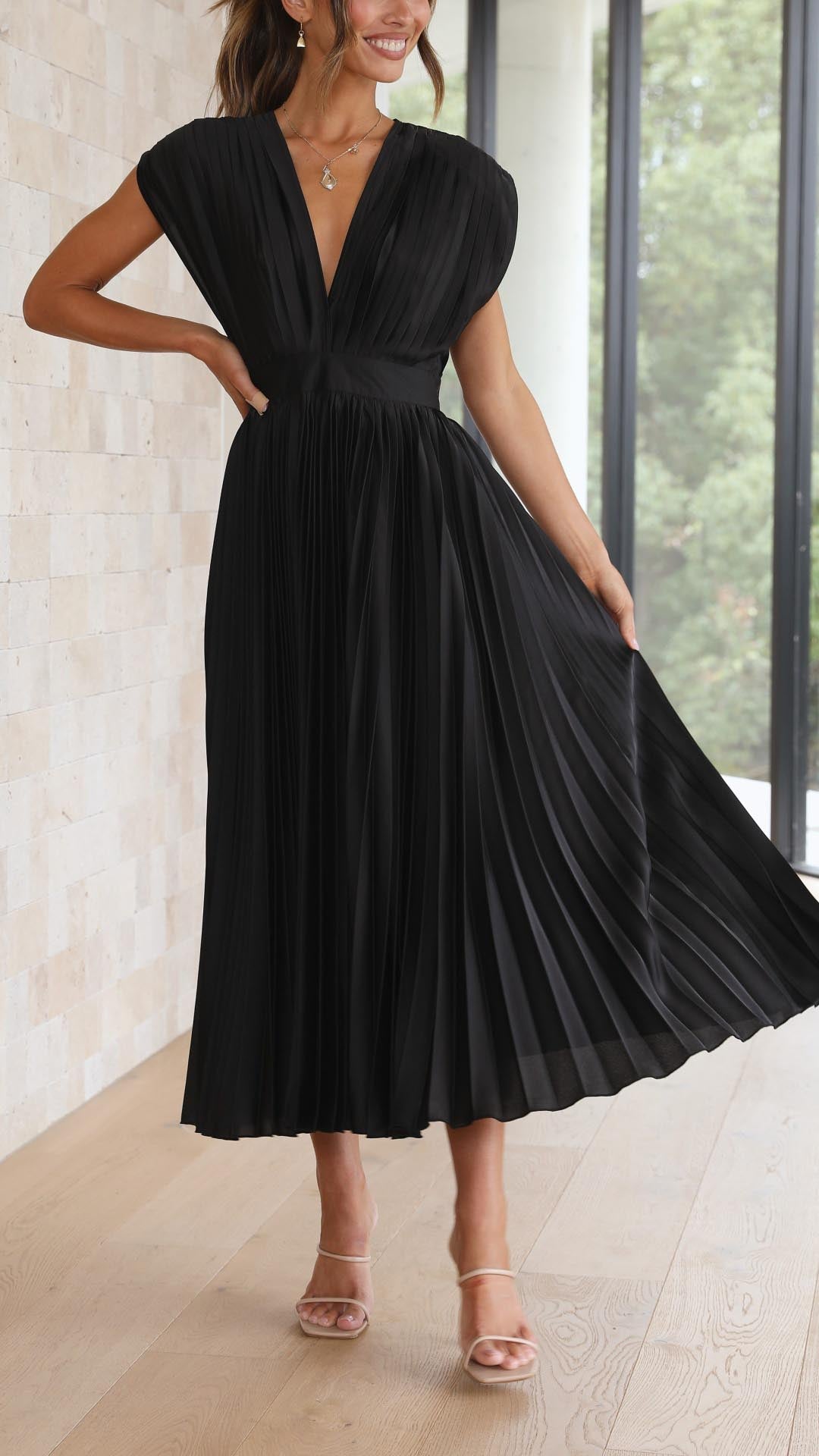 Luxuriously Unforgettable Glamorous Pleated Silk Charmeuse Floor Length Details Dress