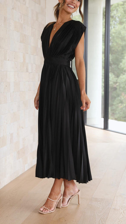 Luxuriously Unforgettable Glamorous Pleated Silk Charmeuse Floor Length Details Dress
