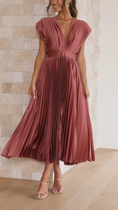 Luxuriously Unforgettable Glamorous Pleated Silk Charmeuse Floor Length Details Dress