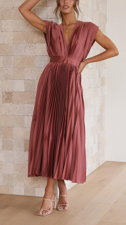 Luxuriously Unforgettable Glamorous Pleated Silk Charmeuse Floor Length Details Dress