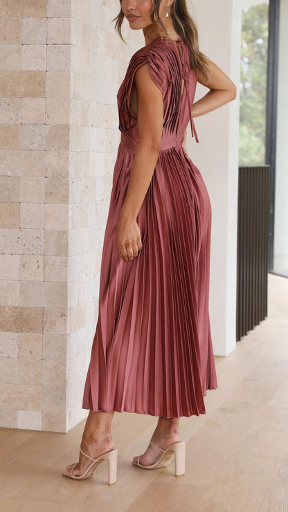 Luxuriously Unforgettable Glamorous Pleated Silk Charmeuse Floor Length Details Dress