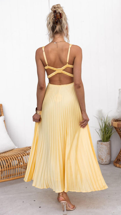 Gorgeous Pleated VNeckline Georgette Maxi For Magnificent Wedding Attendees Dress