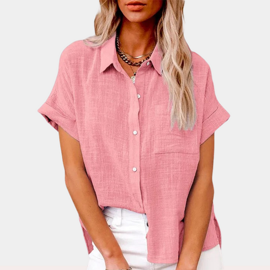 Women's Lightweight Shirt with Front Pocket and Short Sleeves
